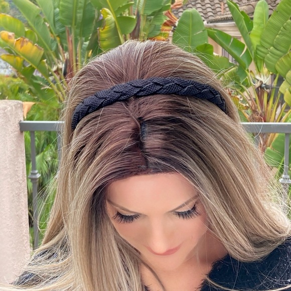 NWOT Black Braided Weaved Nylon Cord Lightweight Daily Wear 1/2" Headband - Picture 3 of 4